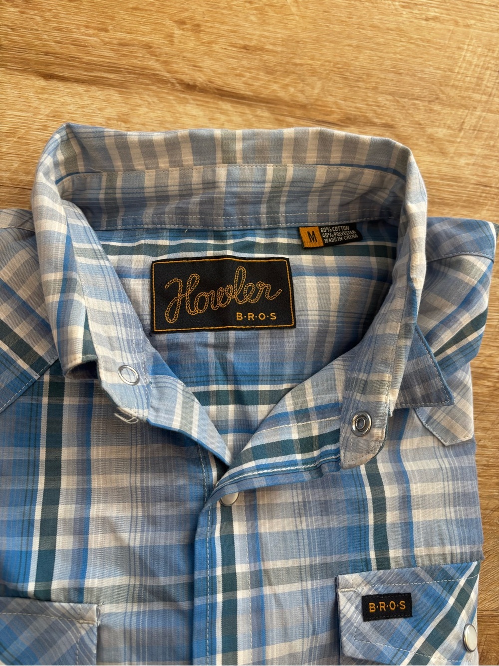 Howler Brothers Blue and White Plaid Button-Down Shirt